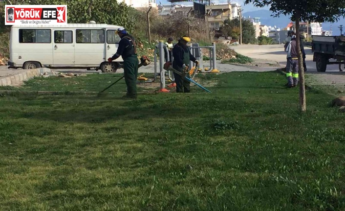 Didim’de yeşil alanların bakımı sürüyor