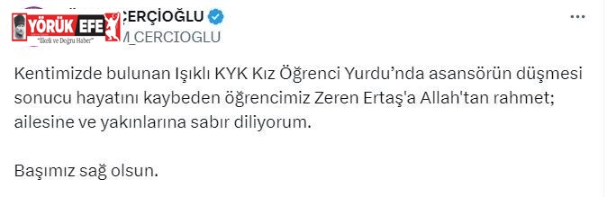 Başkan Çerçioğlu: “Başımız sağolsun”