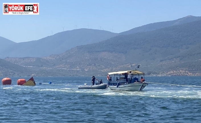 Bafa Gölü’ne düşen uçağı kurtarma çalışmalarına Jandarma destek veriyor