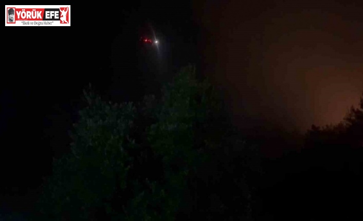 İzmir’de başlayıp Aydın’a sıçrayan orman yangınına gece görüşlü helikopterler ile müdahale ediliyor