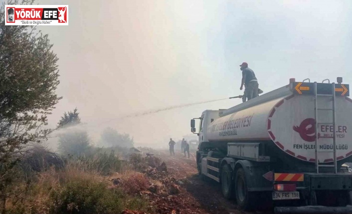 Efeler’in ekipleri yangınları söndürmek için çalışıyor