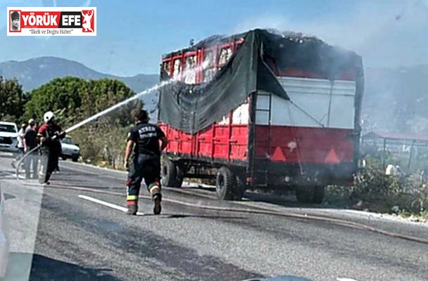 Söke’de pamuk yüklü römorkta korkutan yangın