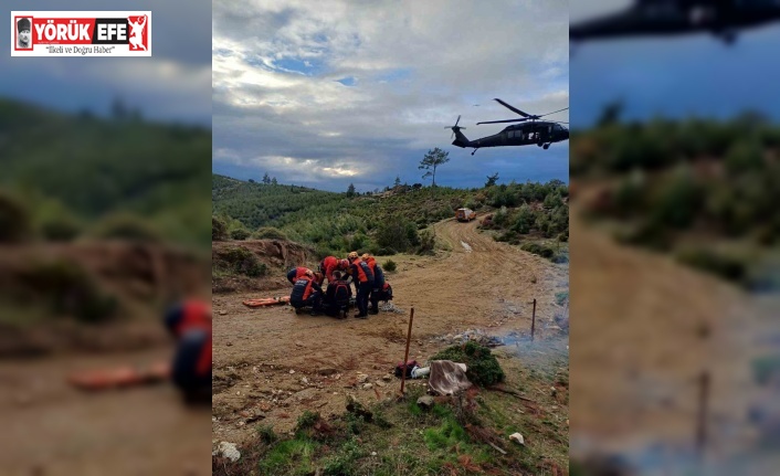 Kaza yapan motokrosçu askeri helikopterle hastaneye kaldırıldı