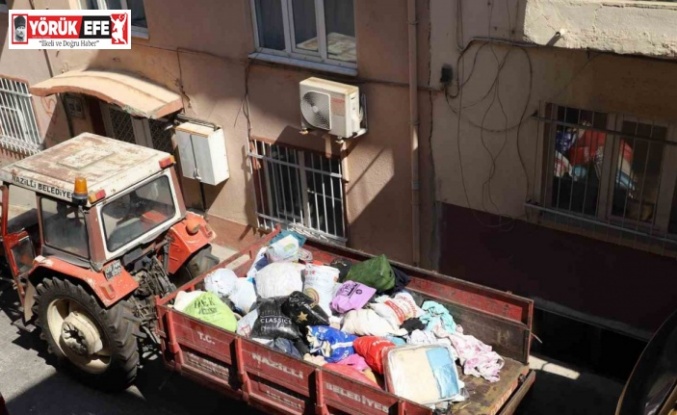 Nazilli’deki çöp evden 7 kamyon çöp çıkartıldı
